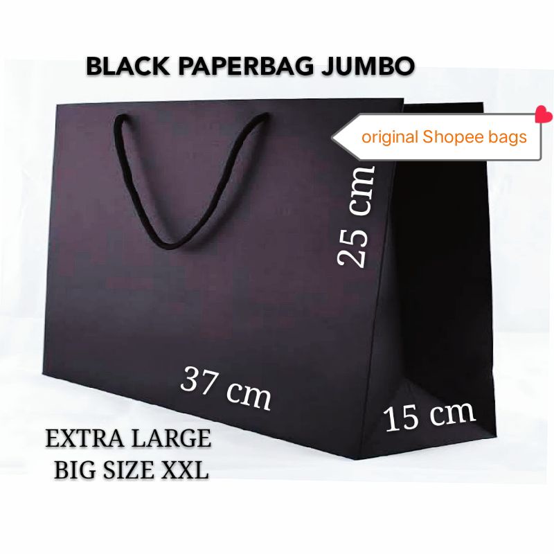 

HARGA GROSIR || original Shopee bags SUPER JUMBO PREMIUM PAPERBAG SUPER BLACk.