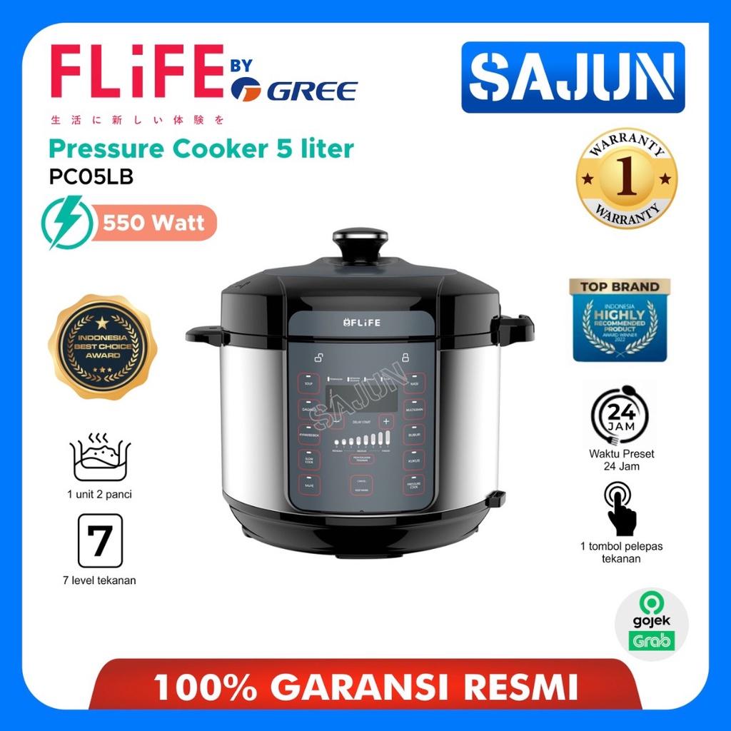 FLIFE MULTIFUNCTION PRESSURE RICE COOKER 5 LITER PC05LB