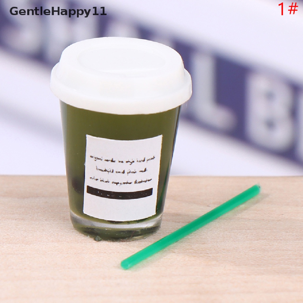 Gentlehappy Mainan Miniatur Gelas Minuman Kopi / Pearl Milk Tea / Sedotan Skala 1: 12 Untuk Dekorasi Rumah Boneka