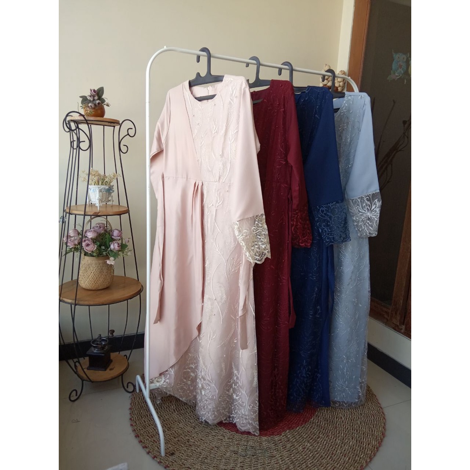 GAMIS MAFAZA BROKAT KOMBINASI TILLE GAMIS MUSLIMAH GAMIS LEBARAN SRIREDJEKI GROSIR