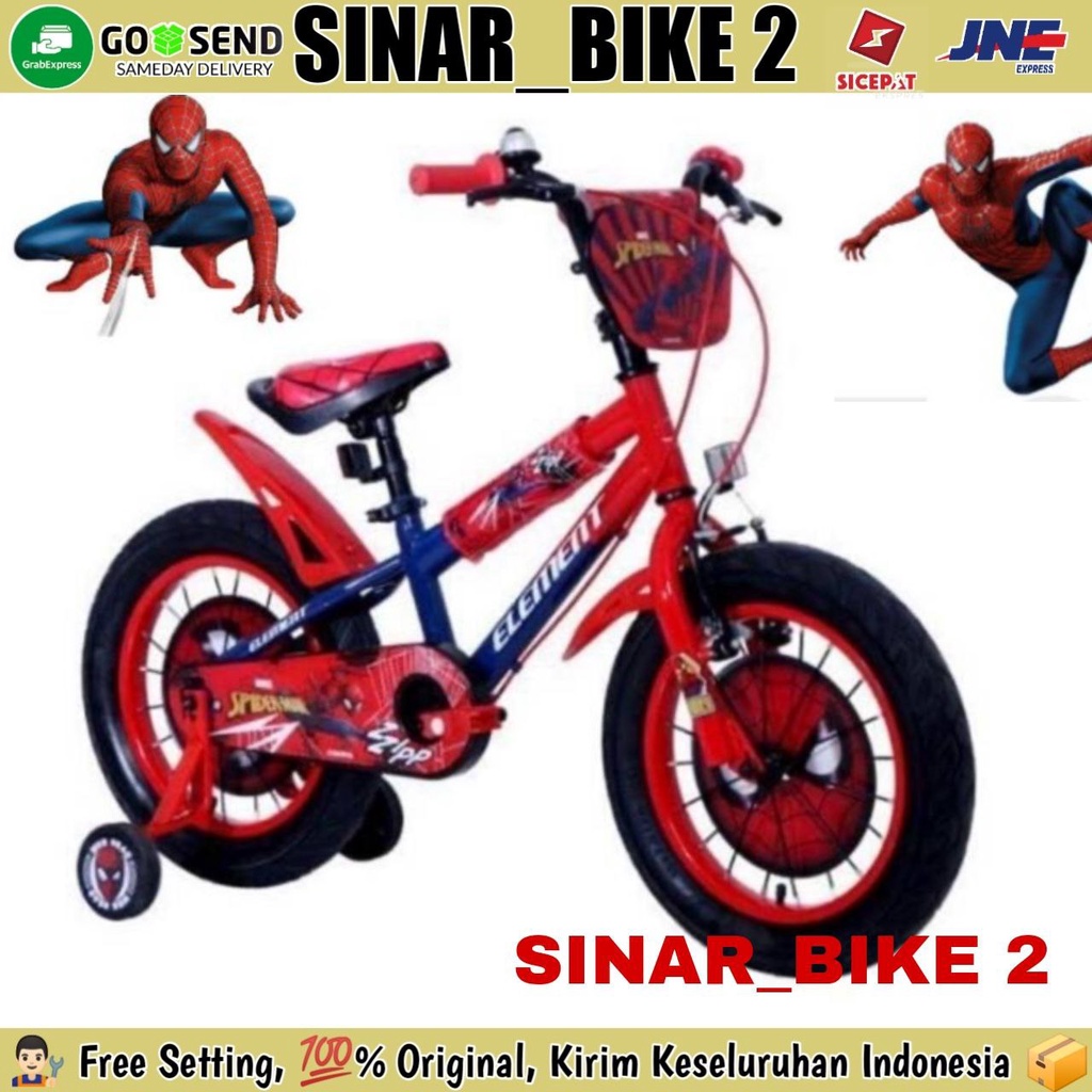 Sepeda Anak Laki Ukuran 12 ,16 &amp; 18 Inch BMX ELEMENT MARVEL SPIDERMAN NEW 3.0