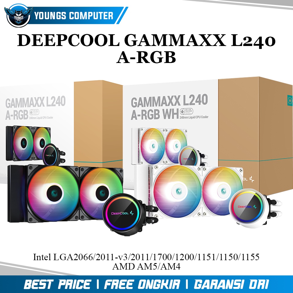 CPU COOLER DEEPCOOL GAMMAXX L240 A-RGB | LGA1700 LIQUID COOLING ARGB BLACK WHITE