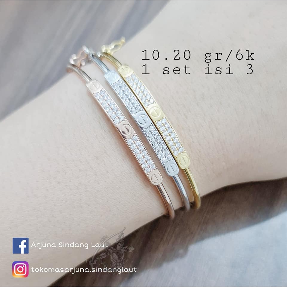 Gelang Cartier Kombinasi 3 Warna Emas Asli Kadar 6K