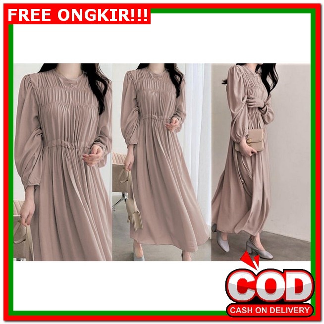 Oy 5104 Dress Wanita Terbaru / Dress Scuba Import Brukat Kekinian Murah Jumbo / Gaun Natal Mewah Lon