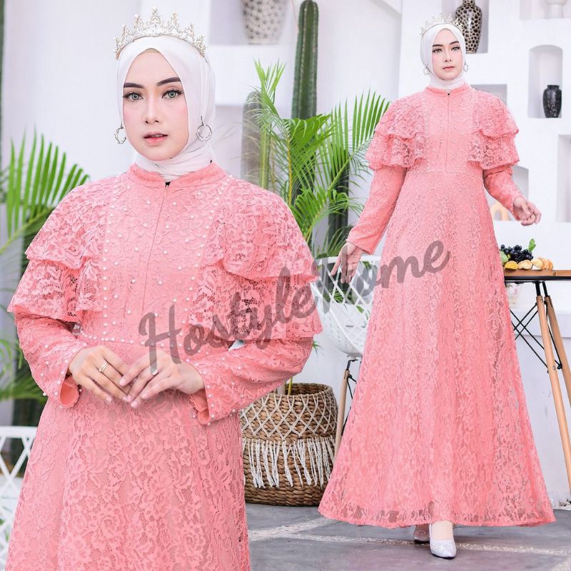 (NEW) CALILA - BAJU DRESS GAMIS MAXI MAXY FULL BRUKAT BROKAT BUSUI FRIENDLY WANITA MUSLIM UKURAN S M