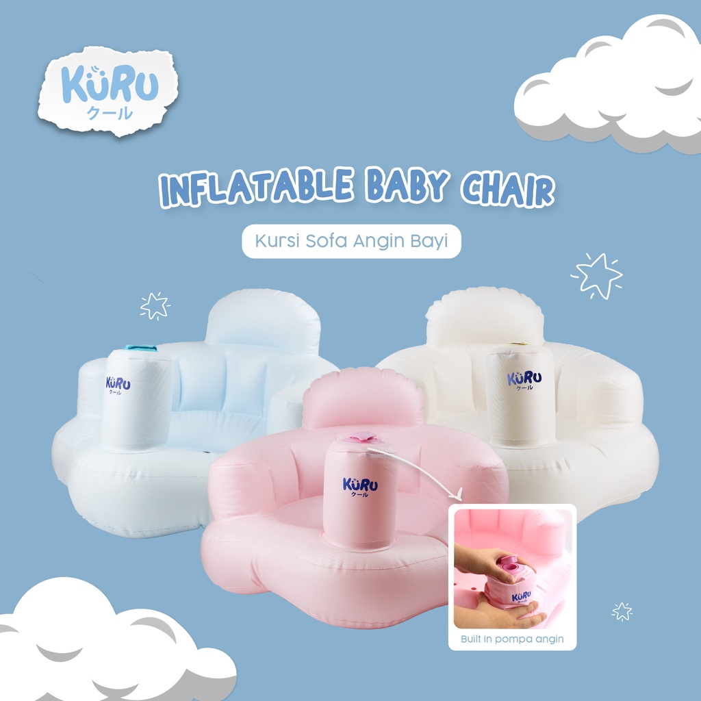 KURU BC01 Inflatable Baby Chair | Kursi Sofa Angin Bayi Tiup Pompa Built in