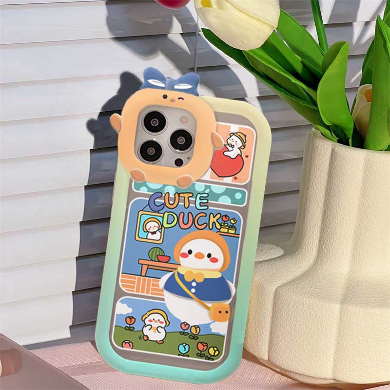 Case Motif Kartun Bebek Monster Untuk Samsung A14 M14 A04 A04S A13 A03S A23 A22 A21S A12 A02S A11 A51 A30 A50 A52 A20S A10S M12 A32 4G