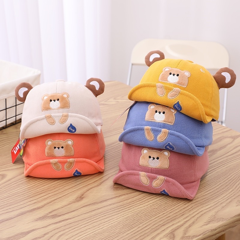 Topi Baseball Anak Bayi Balita Import Model Beruang Bear Merem