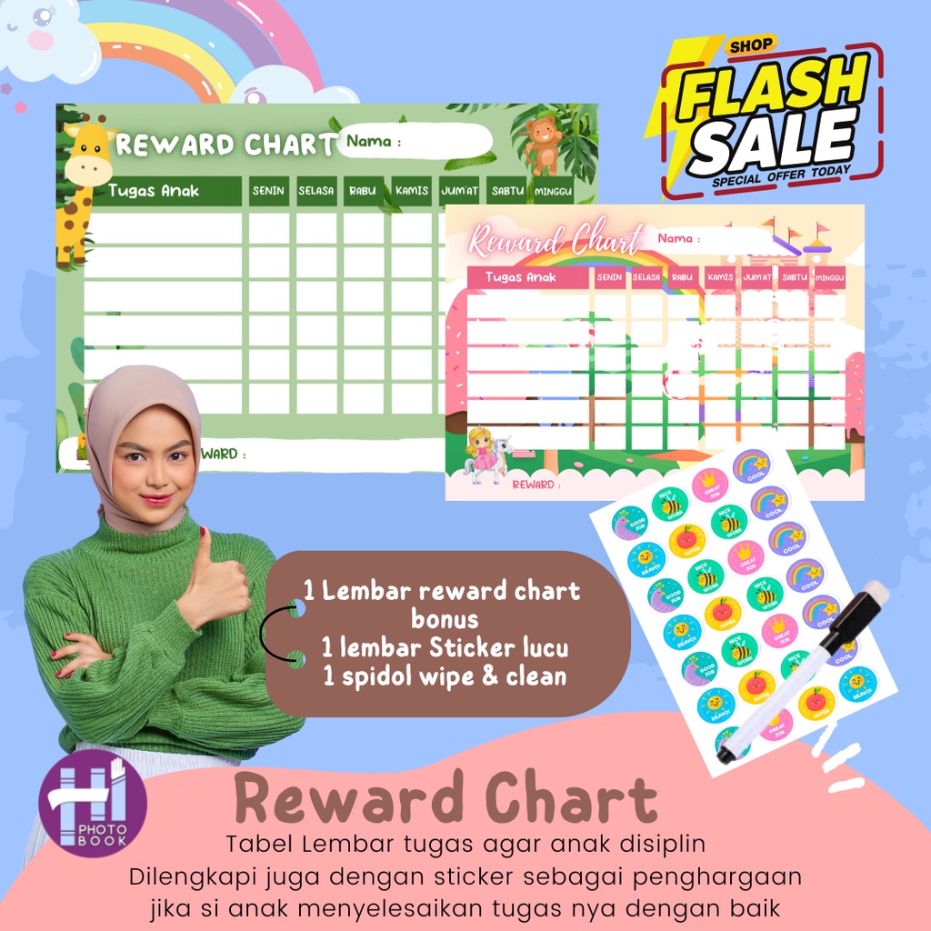 

Reward Chart Anak Wipe and Clean ( LEMBAR TUGAS ANAK BONUS STICKER DAN SPIDOL )