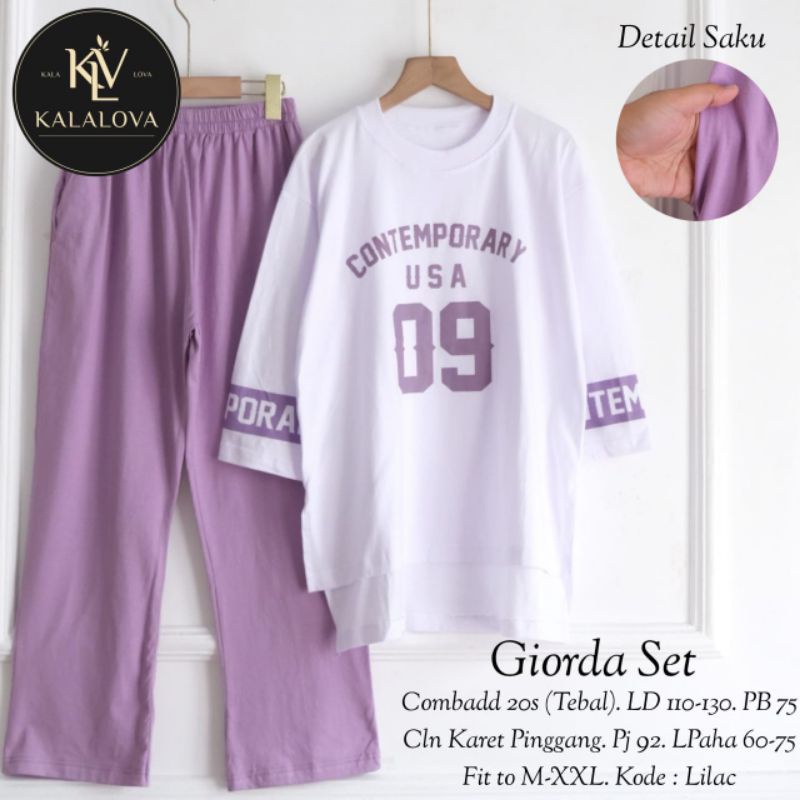 Setelan Wanita Bahan Kaos Combed 20s Jumbo LD 110-130 GIORDA SET BY KALALOVA