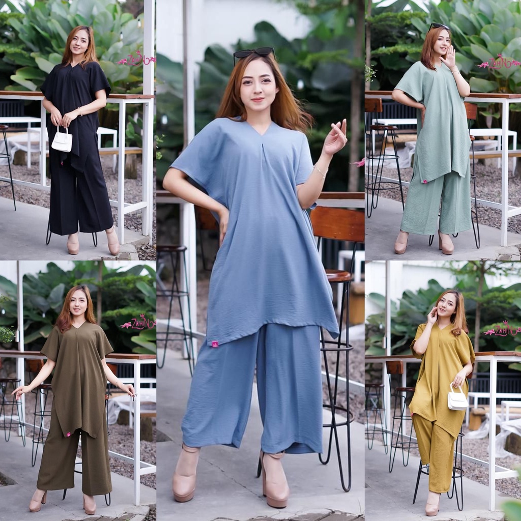 SETELAN TUNIK KULOT CRINGKEL NAGITA ORI ZAHIN OVERSIZE STYLE LEHER V