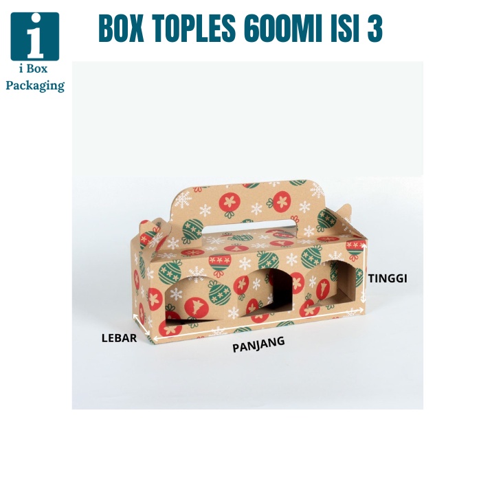 

[ 10pcs ] Box Kardus Jinjing Toples Jar Bulat 600ml Isi 3 Natal Dus Kue Kering Tenteng Packaging Hampers Parsel Christmas