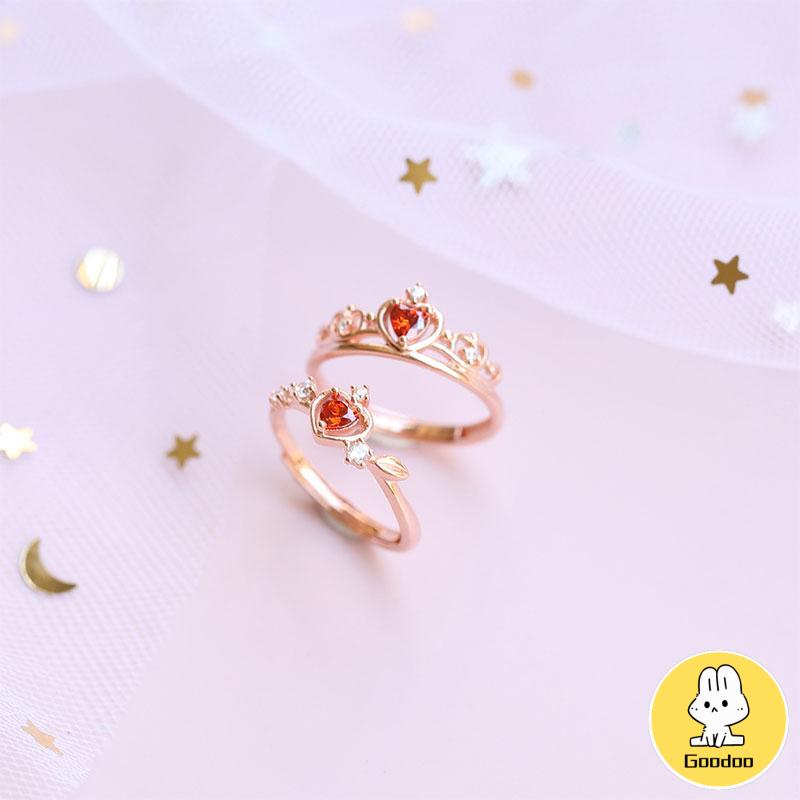 (Ready Stock) Ring Korea Adjustable Disney Princess Ring 925 Silver Open Crown Ring Version Korea -Doo