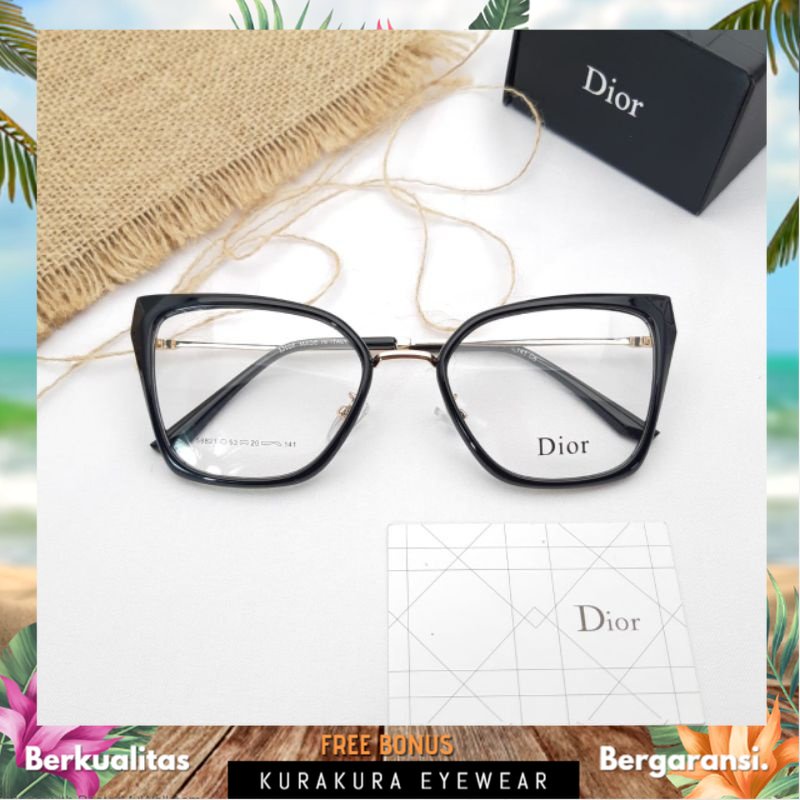 Paket Kacamata Frame Cat eye 58821 Frame + Lensa Photocromic Anti Radiasi Bluecromic Bluray Gratis M