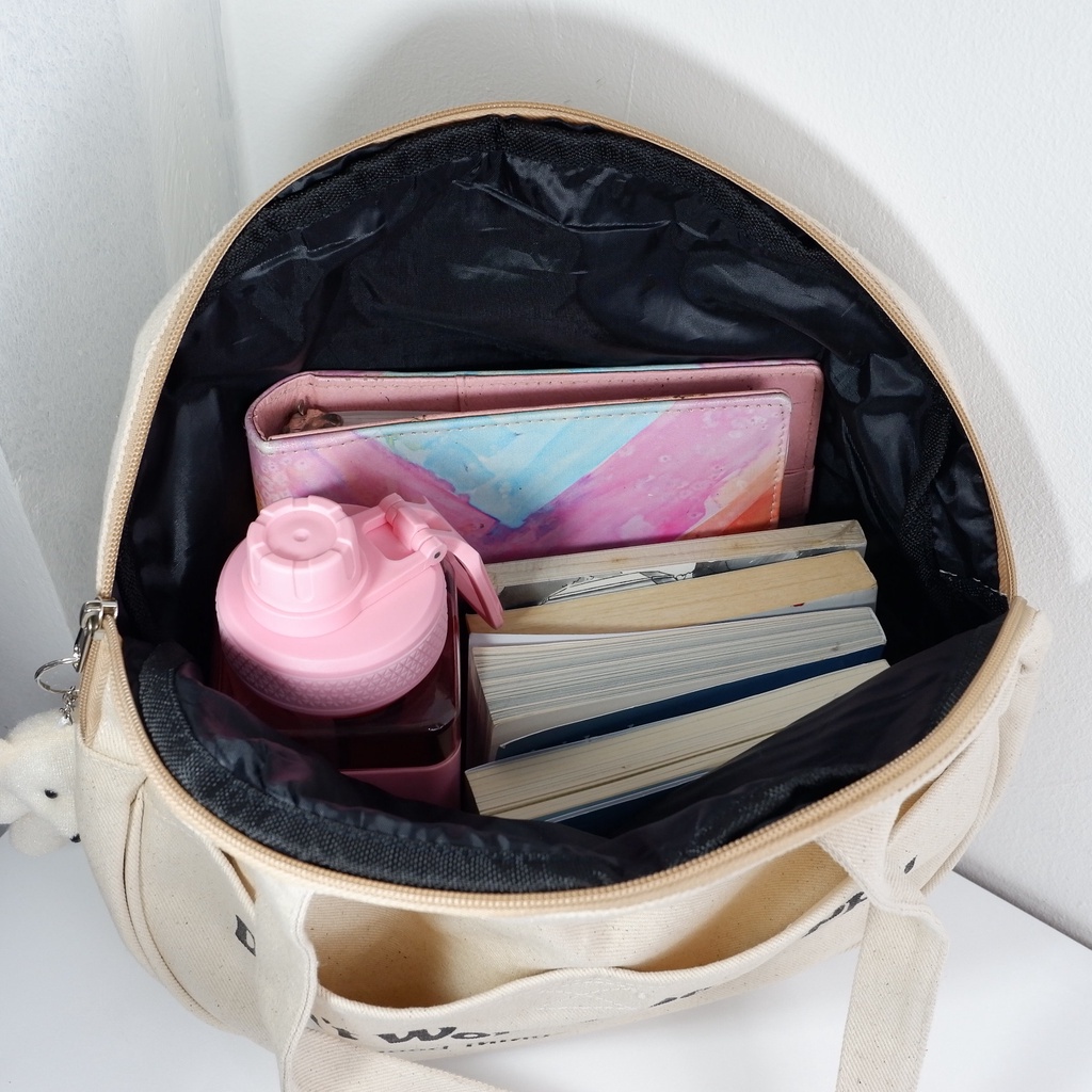 Tote bag kanvas circle aesthetic