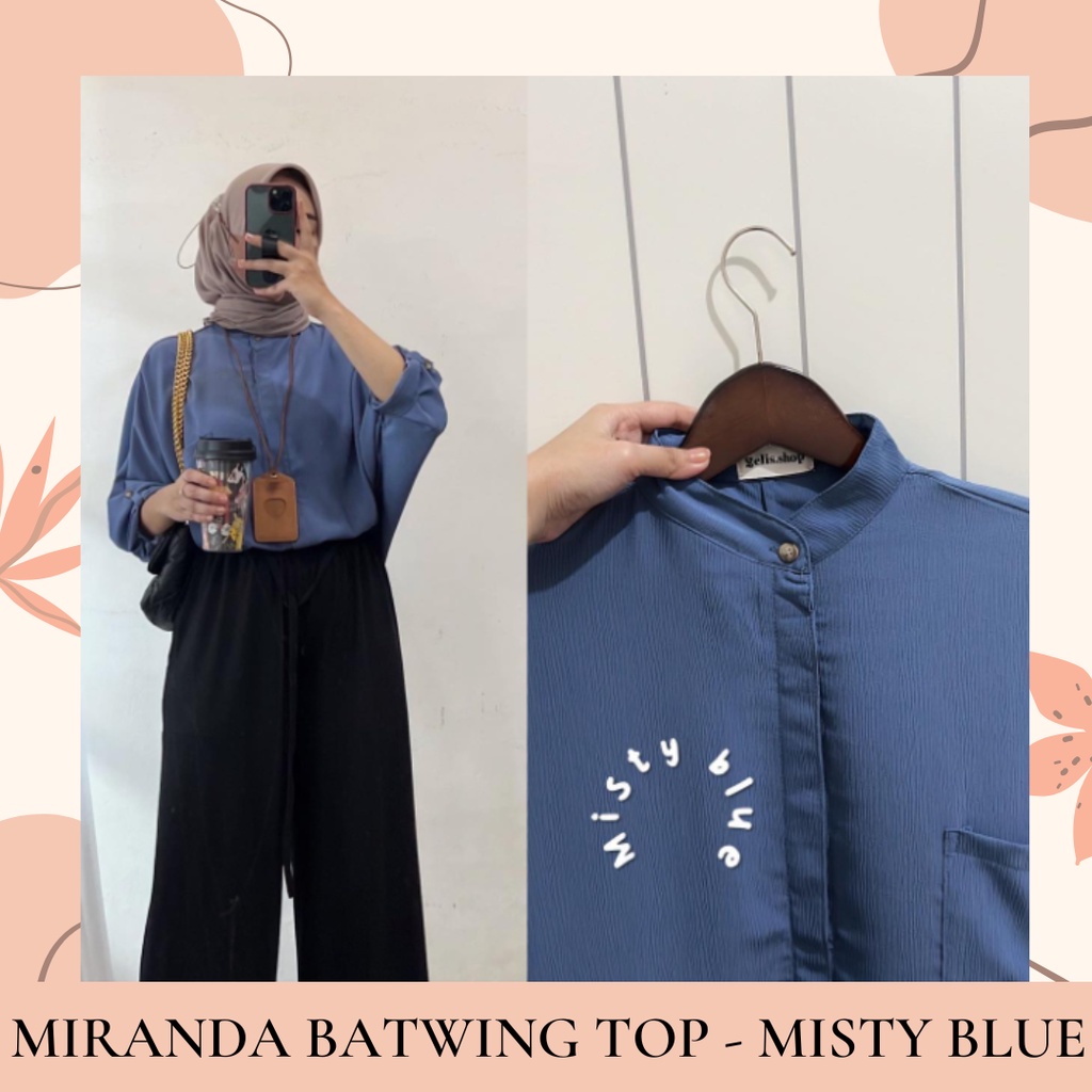 Miranda Batwing Top (Misty Blue) by Gelis.shop