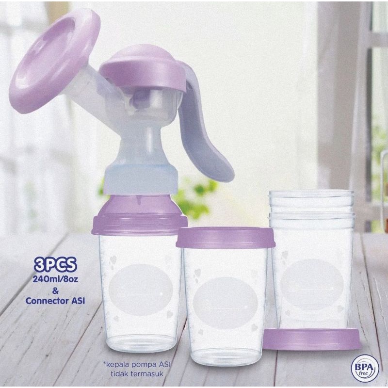 Baby Safe Breastfeeding Container 240 ml Isi 3 Pcs FC04B - Wadah ASI &amp; MPASI