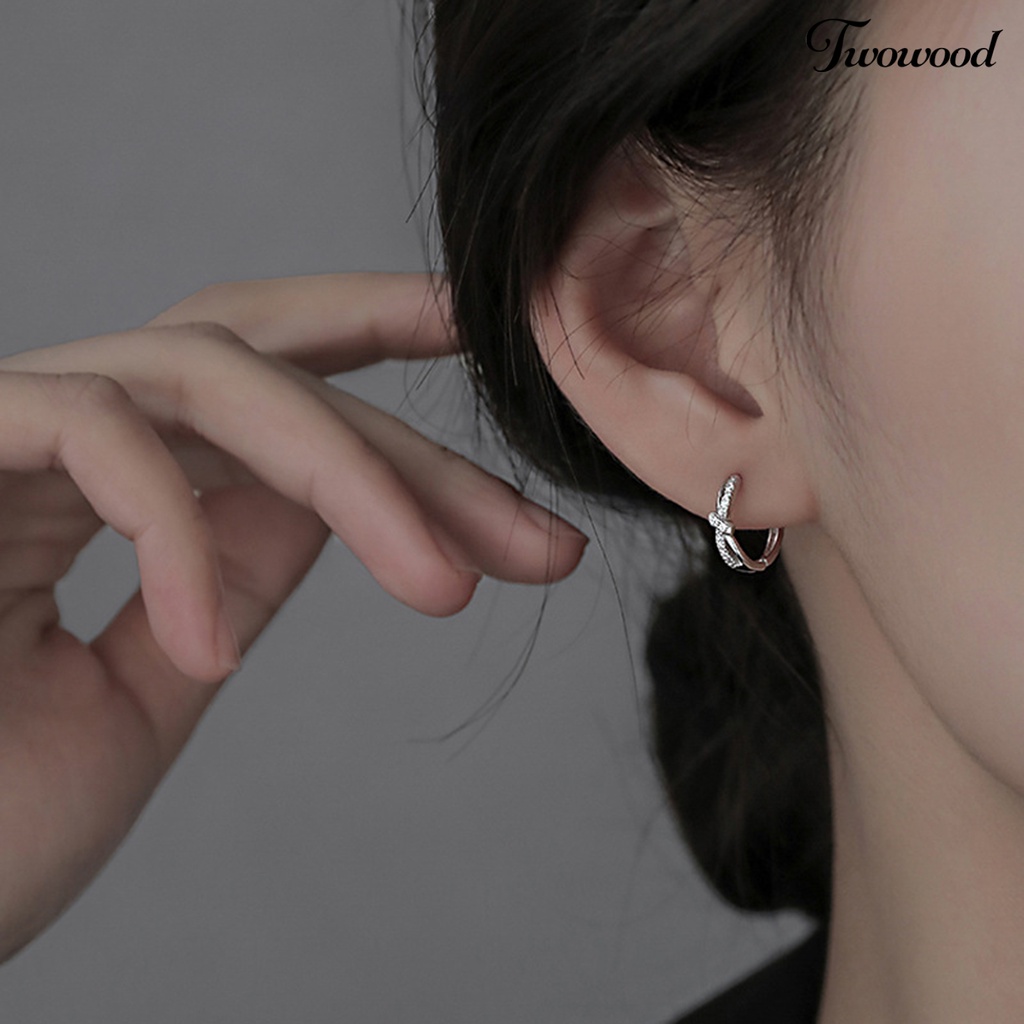 1 Pc Anting Hoop Bentuk Kubus Bahan Zirkon Gaya Korea Untuk Pesta Pernikahan