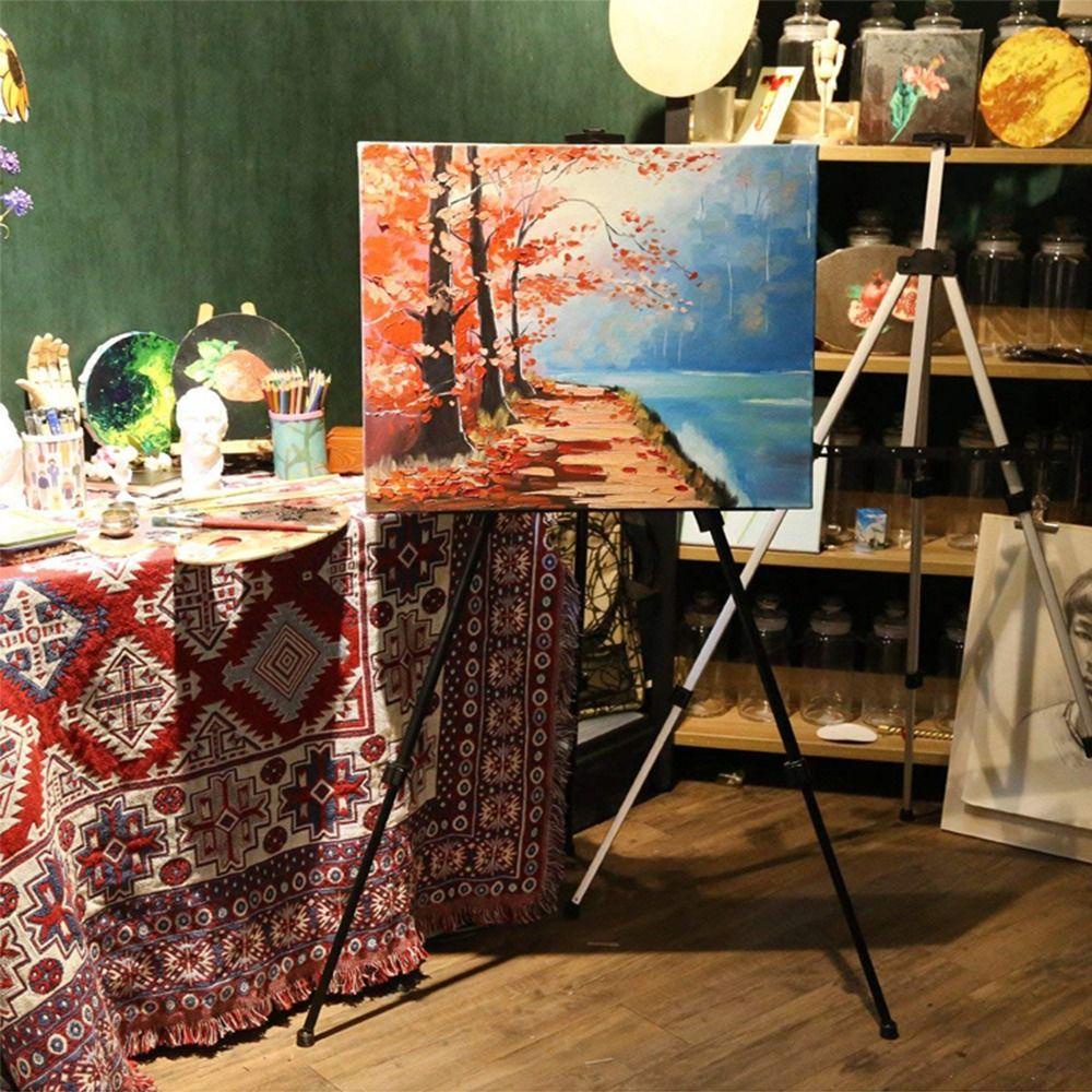 Mxbeauty Sketsa Kuda-Kuda Stand Artis Adjustable Poster Artwork Tanda Tripod Gambar Lipat Metal
