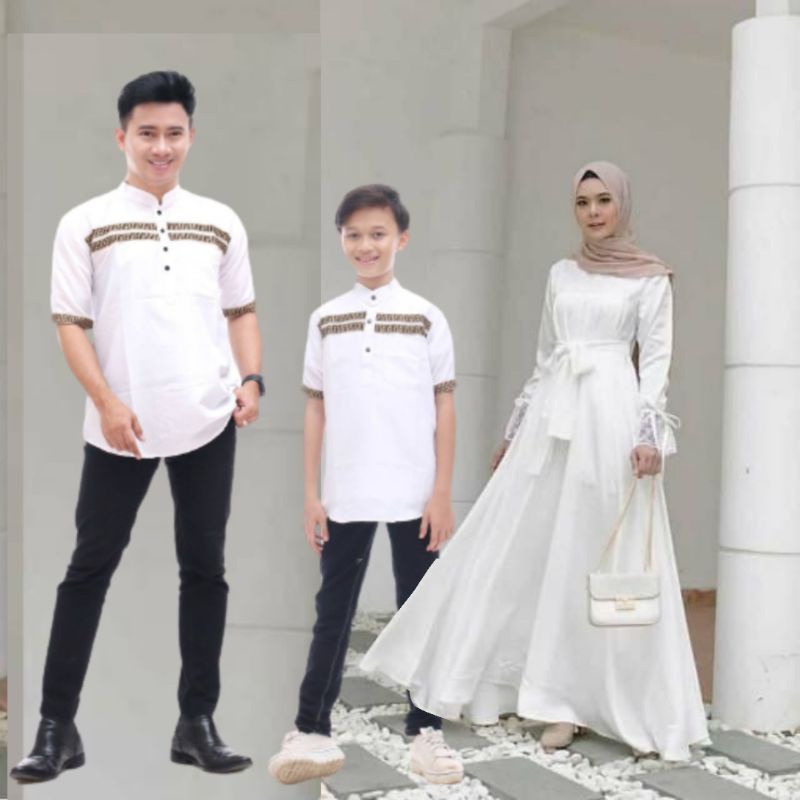 Busana Muslim Wanita Terbaru 2023 Couple Pasangan Couple Koko Gamis Velvet Polos Brukat