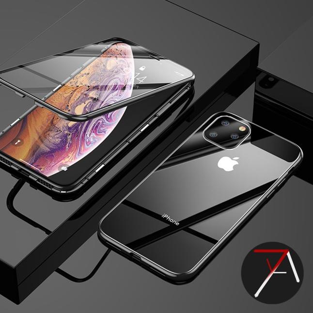 11 Iphone11 Double Side Glass Magnetic Case Cover - Hitam