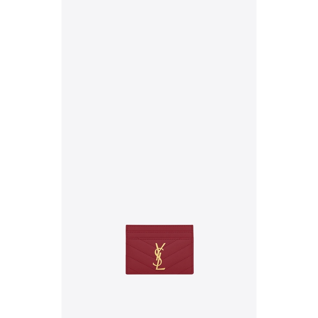 YSL Genuine collection MONOGRAM/ fine textured Jacquard leather credit card holder/YSL metal logo