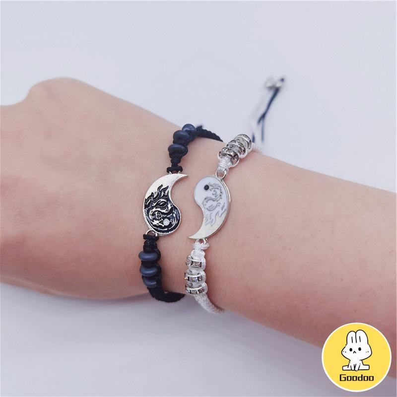 2pcs Gelang Couple Dikepang Gosip Tai Chi Adjustable Fashion Accessories Hadiah Aksesoris Bracelet -Doo