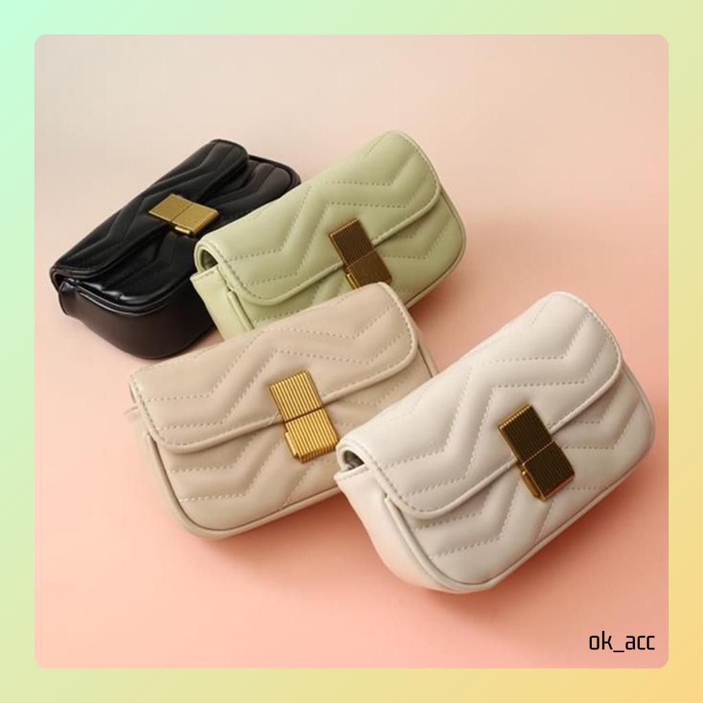 BARU Tas Selempang Kulit Wanita Cewek Dompet Hp Rantai Luxury Mini Bag FT44 17 x 12 x 5.5 cm