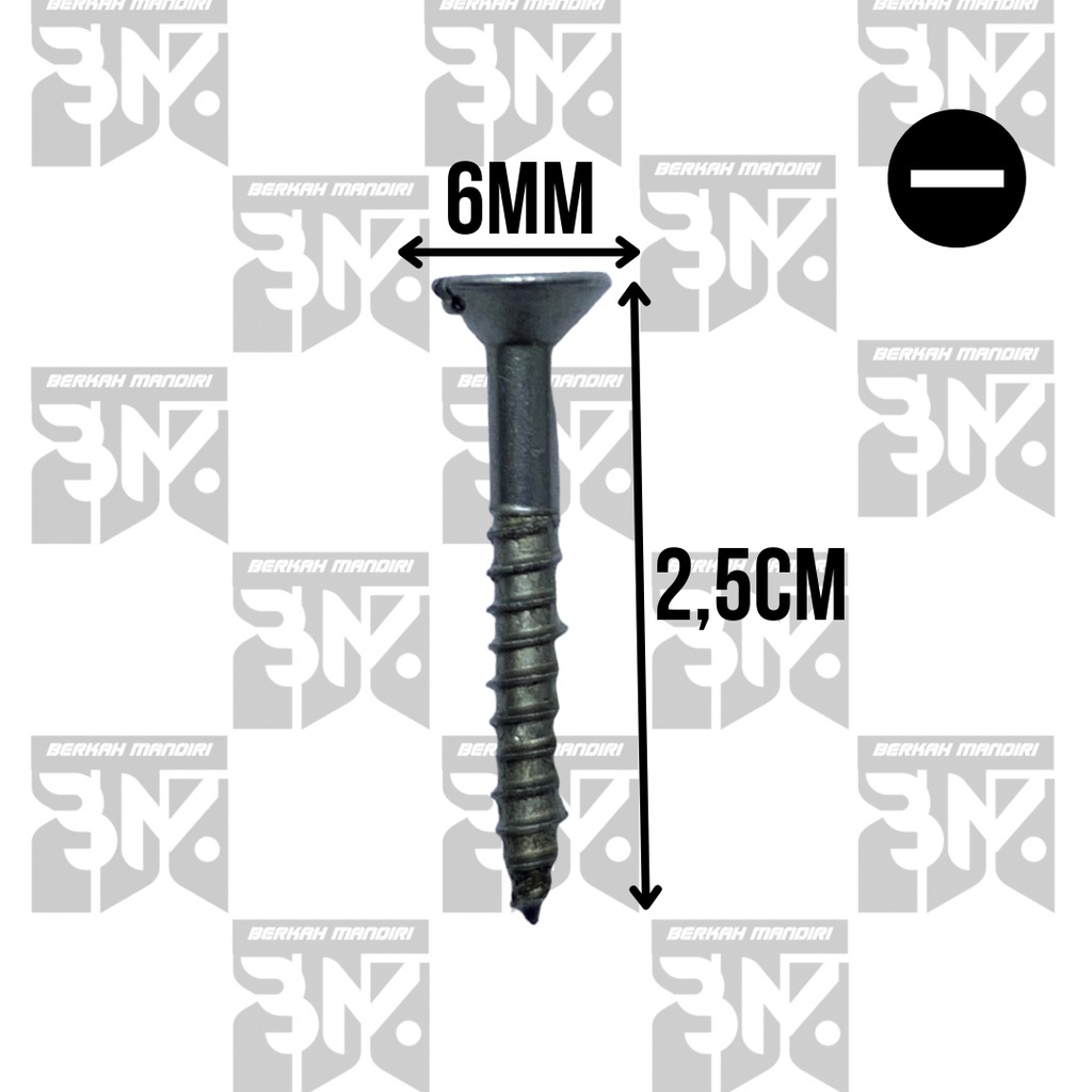 CWH Sekrup Baut Kayu Ukuran 1&quot; x 6 2,5cm  Kepala (-)MIN Skrup Wood Screw (Harga per Box)