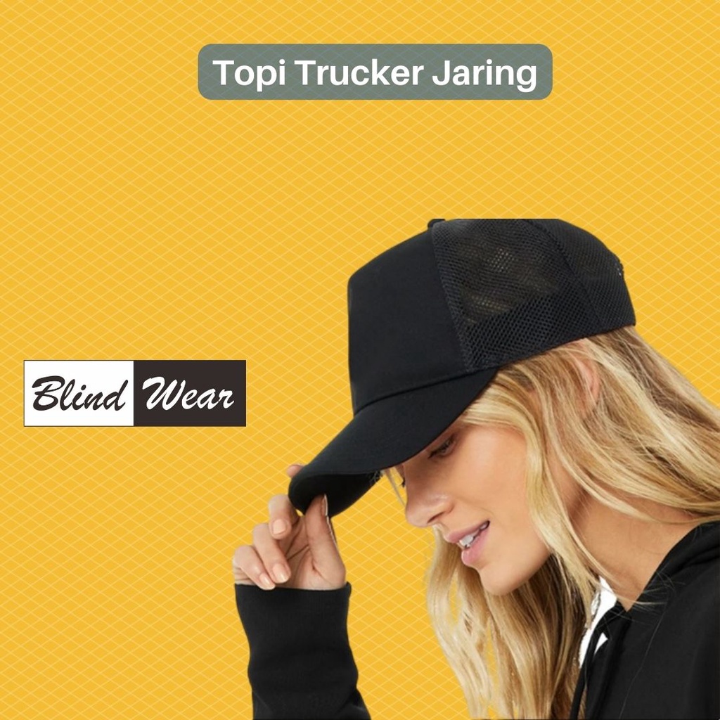 Topi Jaring Trucker Polos Pria Wanita