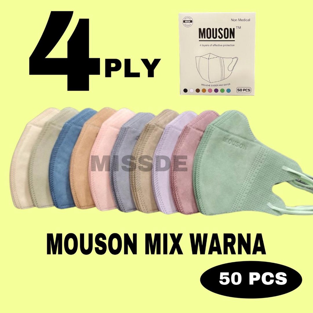 MASKER DUCKBILL MOUSON 4PLY 50 PCS