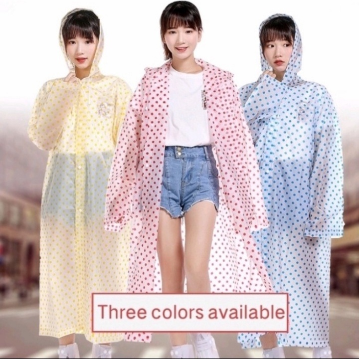 Jas Hujan Korea Transparan Polkadot Eva Raincoat Dewasa