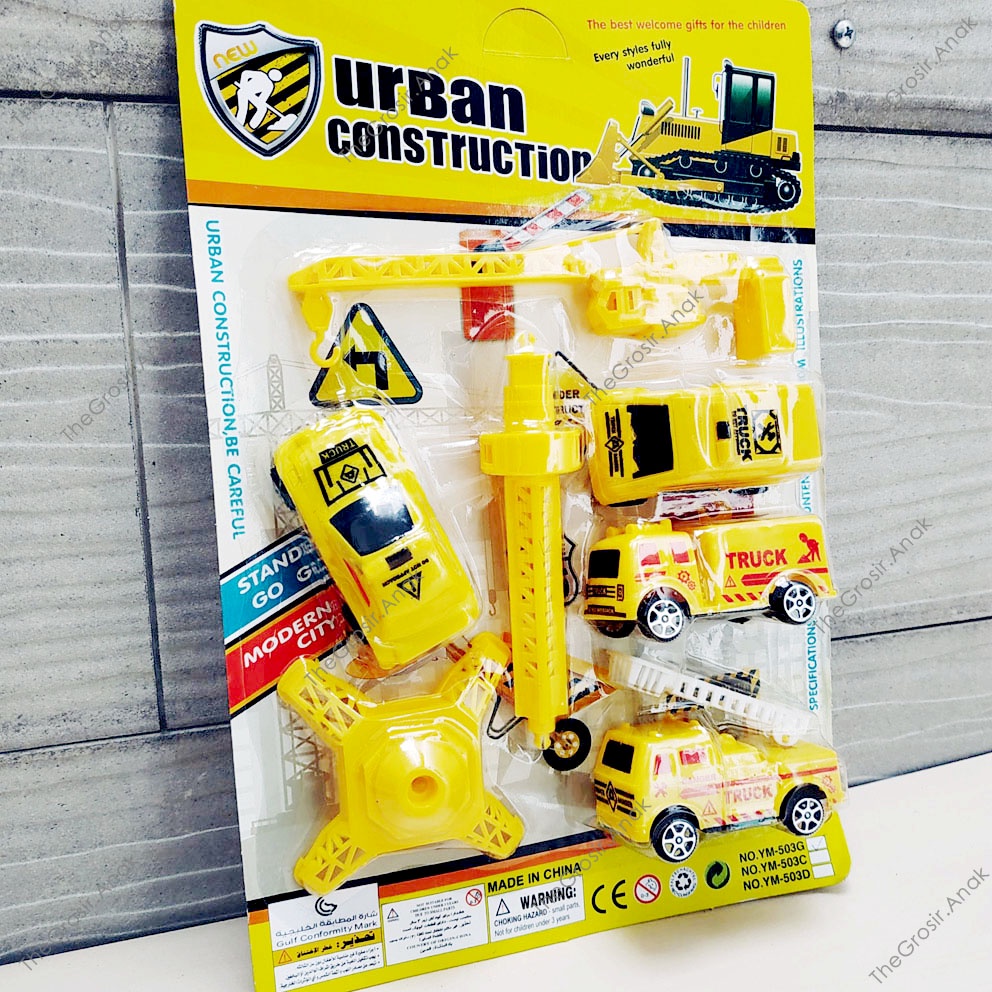 Urban Construction Truck Mainan Mini Truk Konstruksi Tower Crane