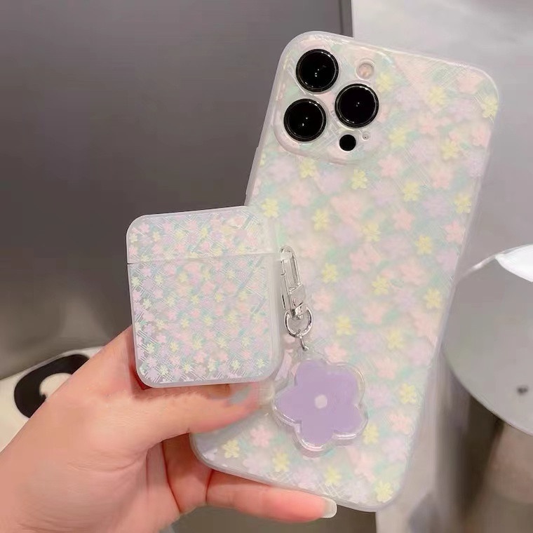 Gadis Peri Bluetooth Earphone Case Bunga Penutup Penyimpanan Anti Jatuh Dengan Liontin Bunga Ungu Untuk Airpods1 2 3 Pro 2 PRO2 Airpods3