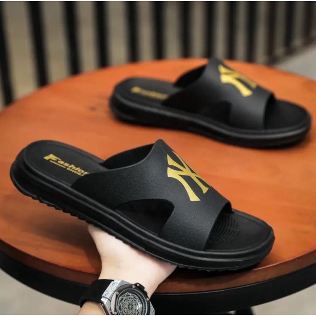 sandal pria slop leather sintetis premium kekinian viral