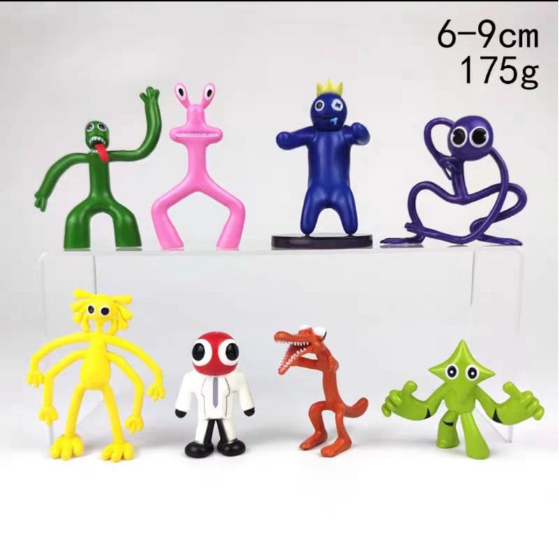 Mainan Rainbow Friends Set 8 Figure Miniatur Topper Cake