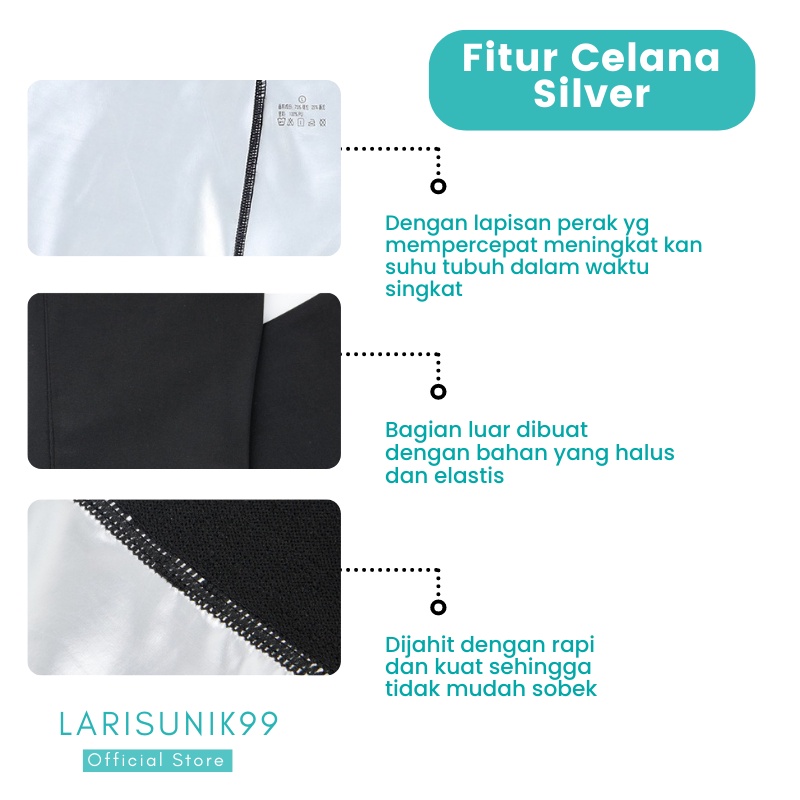 Celana Pembakar Lemak Pelangsing Perut Celana Olahraga Wanita Lapis Perak Silver Sweat Pant