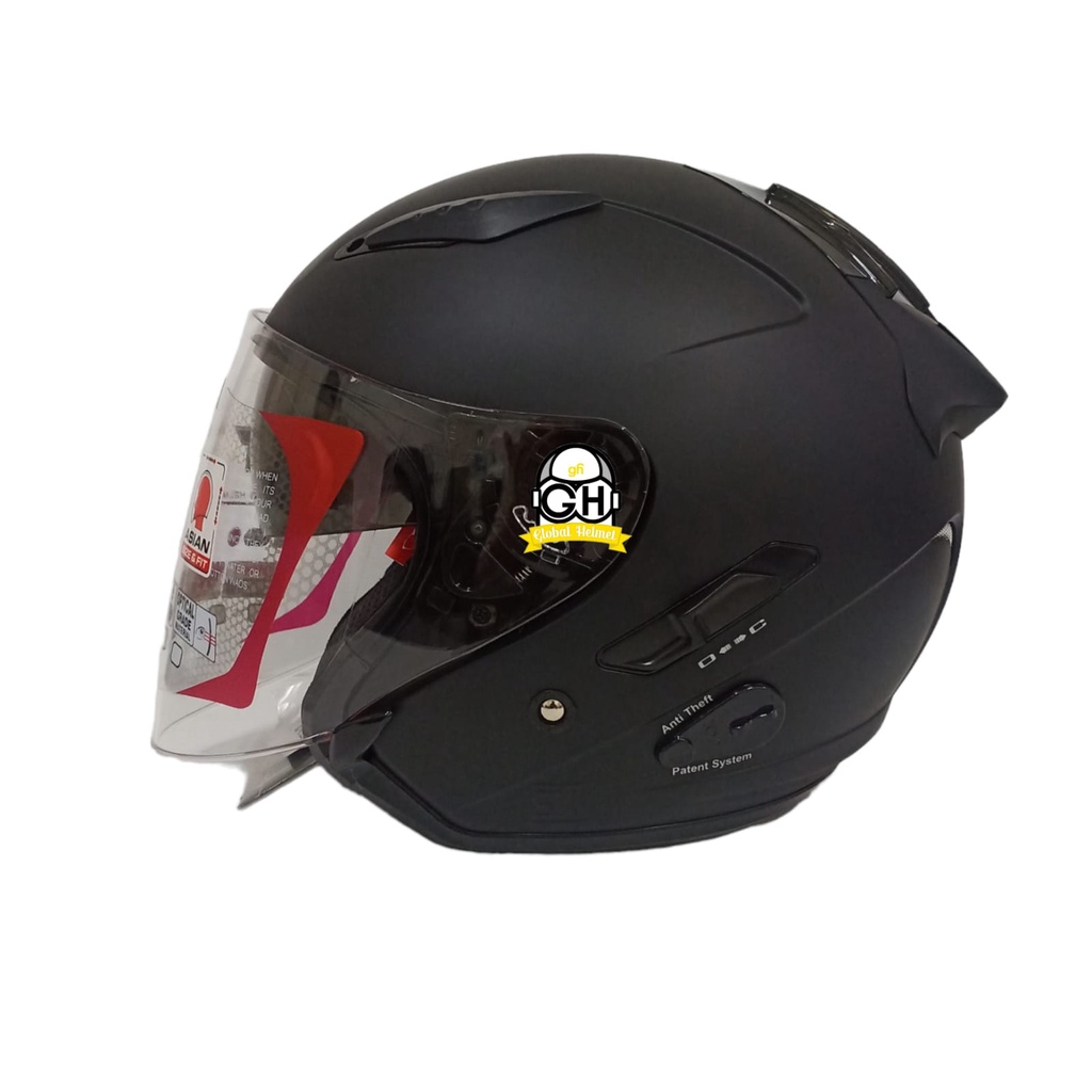 HELM KYT GALAXY SLIDE FLAT R SOLID MATT BLACK POLOS FLAT VISOR