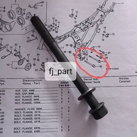 Baut sasis mesin GL Pro Mega Pro Tiger