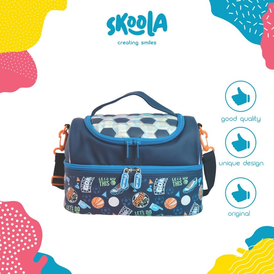 Skoola Tas Bekal Lunch Bag Box Tempat Makan Anak Laki - Laki Bola Shark Dino Astronot - Dosi