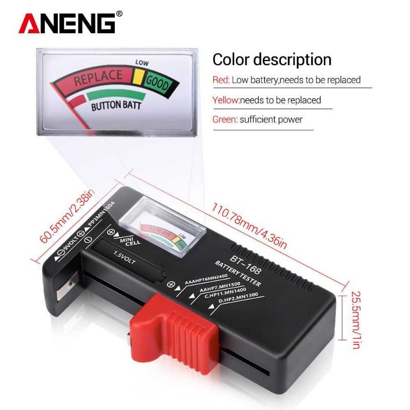 ANENG Tester Baterai Capacity Checker AA AAA Display Analog - BT-168