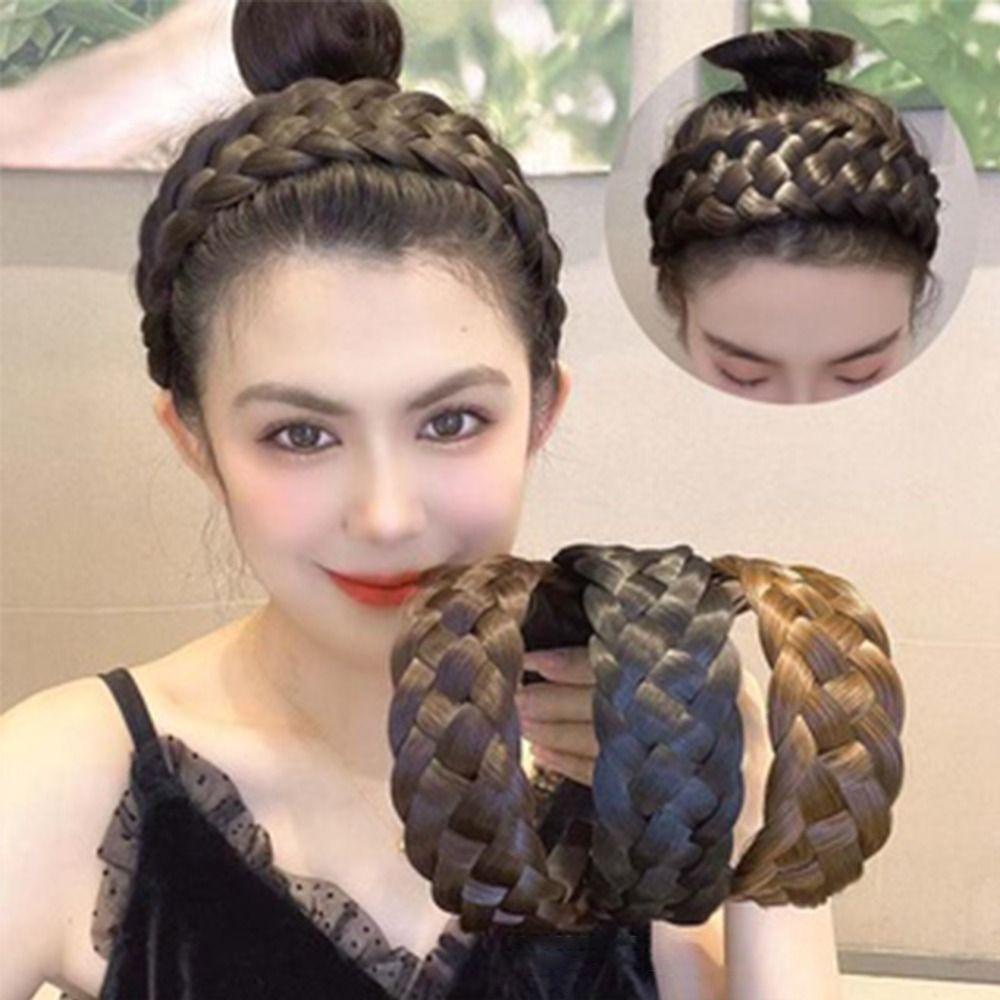 PINEAPPLE New Wide-Brimmed Hair Hoop Thickened Fishbone Braid Wig Braid Headband