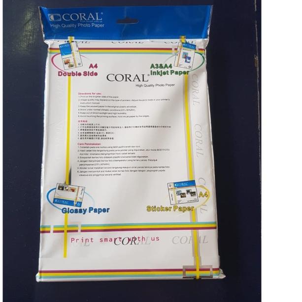 

Coral Glossy Photo Paper A4 120 gsm 100 lbr / Kertas Foto Brosur