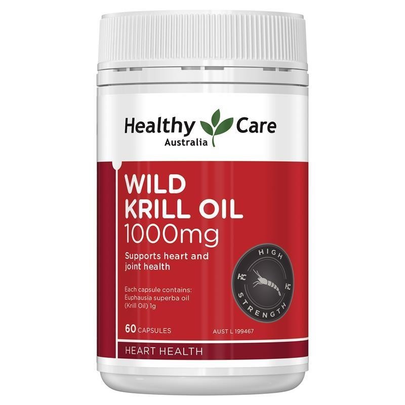 Healthy Care Wild Krill Oil 1000mg Australia High Strength Health Kril 1000 mg Heart Joint 60 capsul