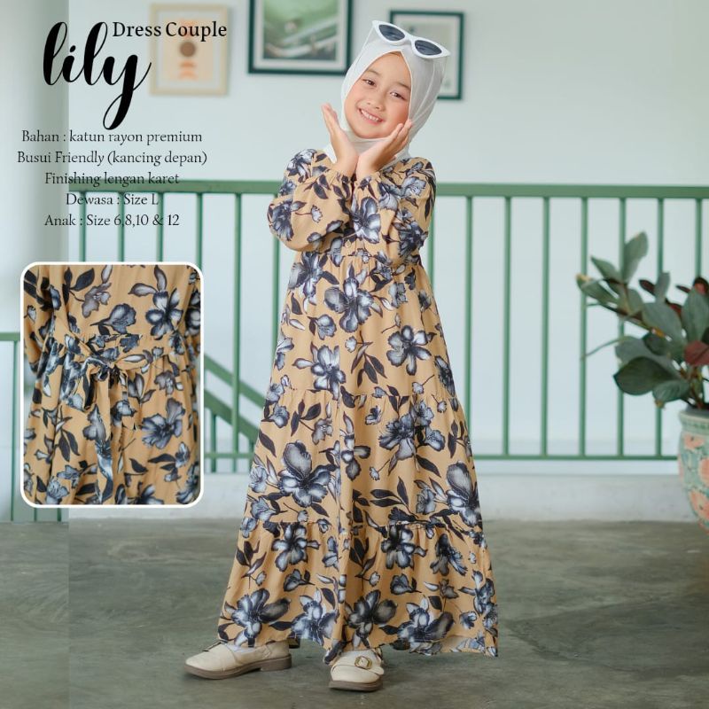 BeautyOne - Homey Dress Lily Jumbo Gamis Ibu dan Anak Couple Dress Flower Bahan Katun Rayon Premium Nyaman Dipakai | Bisa COD