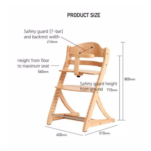 Yamatoya Sukusuku Plus Table Kursi Makan Anak Kayu Baby High Chair