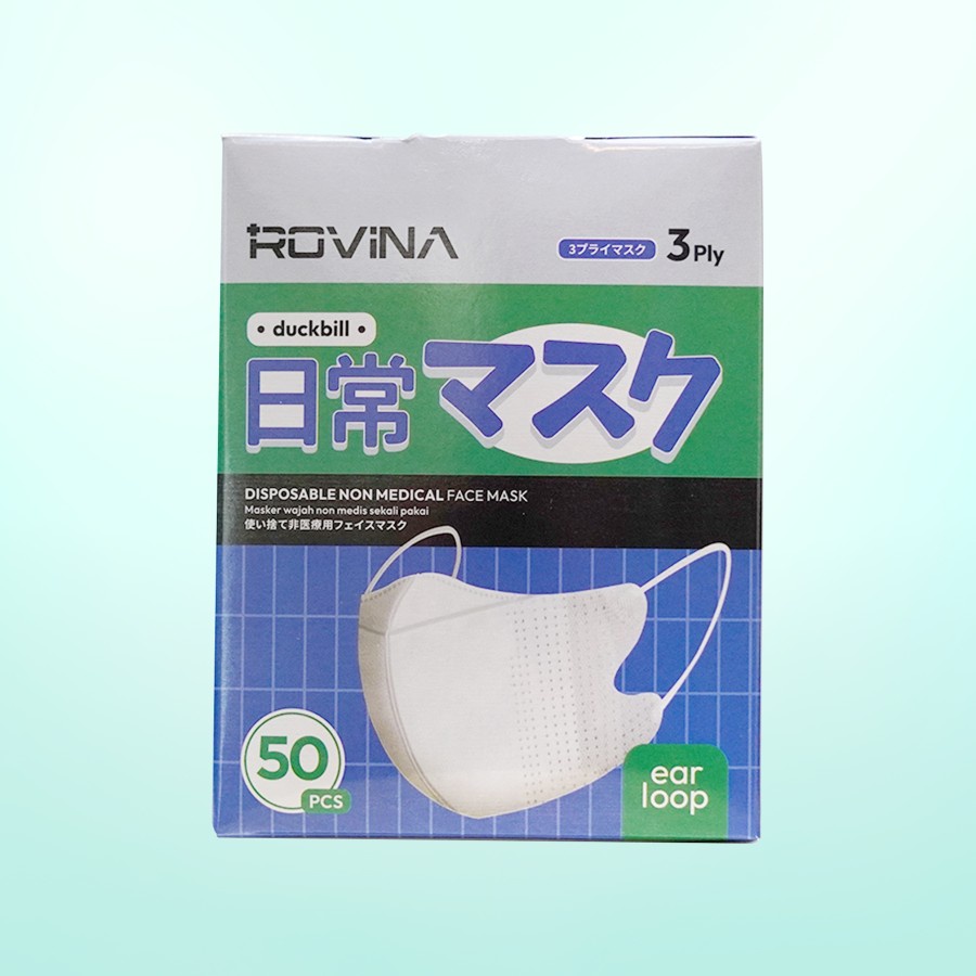 Masker Rovina Duckbill 3 ply Non Medis Isi 50 Pcs