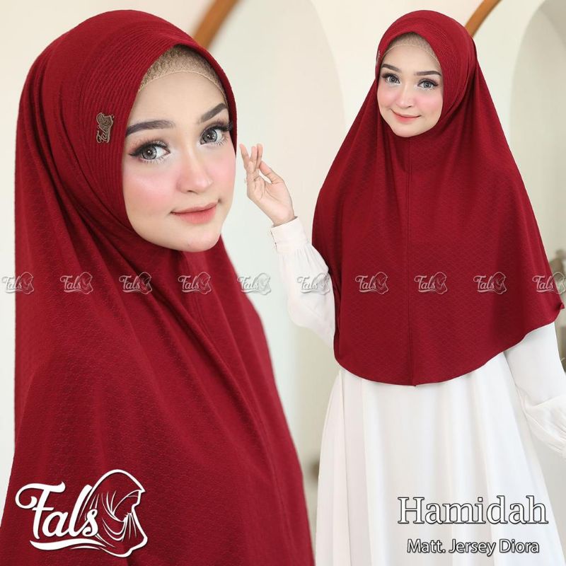 (Ori Fals) HAMIDAH •jilbab instan jersey diora•kerudung pet