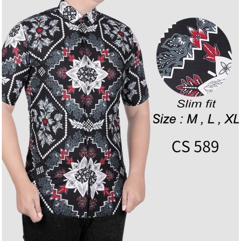 SALE!! KEMEJA BATIK / BATIK PRIA SLIM FIT / KEMEJA SLIMFIT / CBS136 / LENGAN PENDEK / MIX CLOTHING