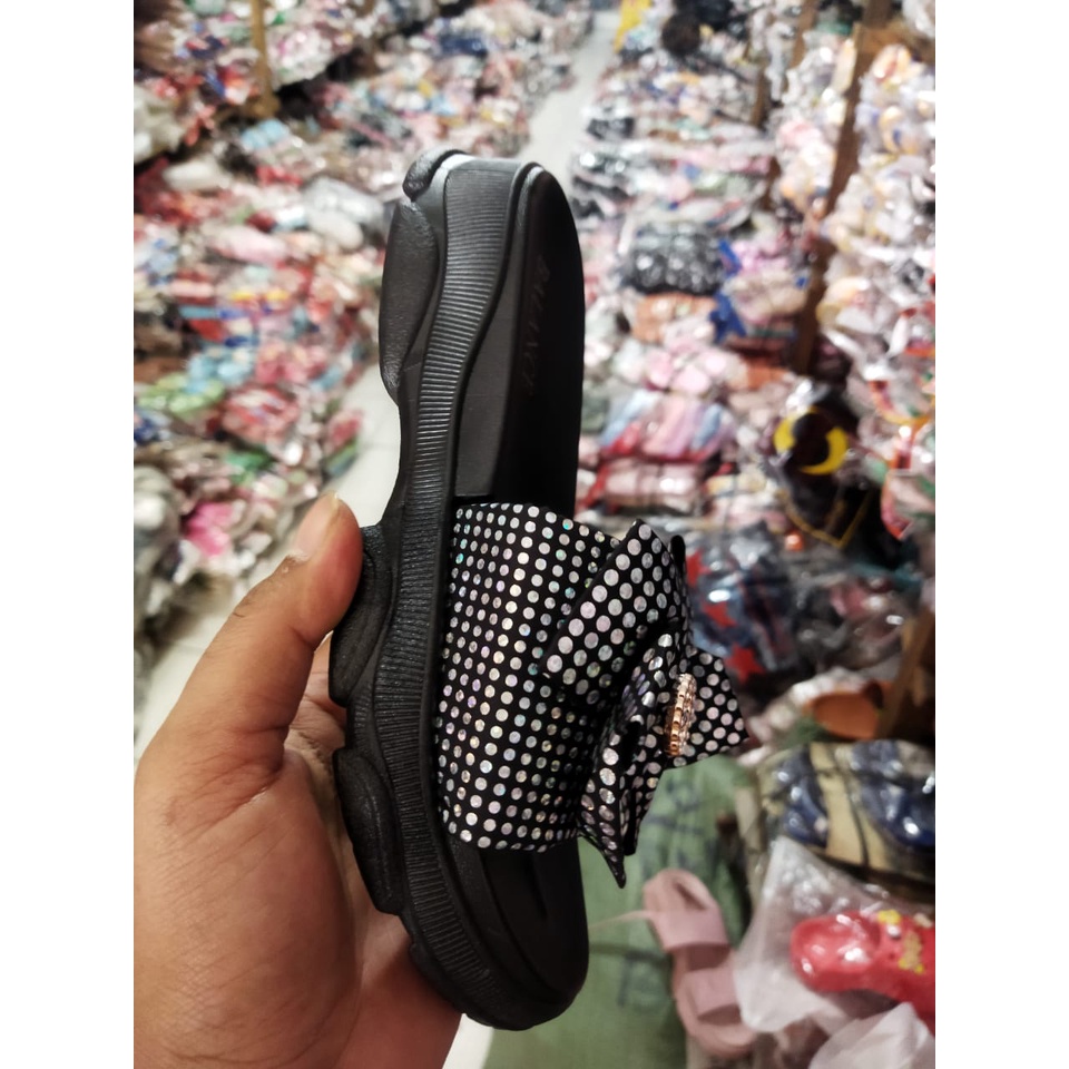 sandal wanita selop pita polkadot 3802-B2 // sandal import wanita terbaru